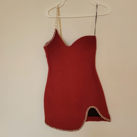 Zara Tweed Mini Dress With Gold Chain Trim NWT Bloggers Favorite 😍 - Picture 16 of 16